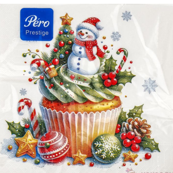 Салфетки Pero Prestige 33х33 3сл 20шт Кексик  (12)