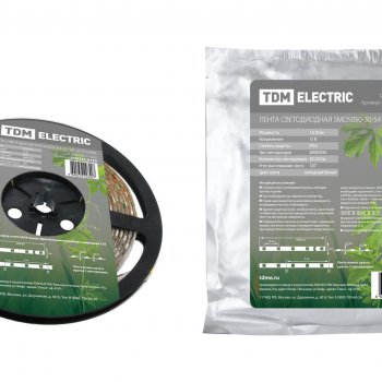 Лента диодная 12В IP54  7.2Вт/м 6400К 5050 30LED/м 5м TDM (50)