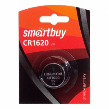 Батарейка литиевая CR 1620 SmartBuy 1xBL 3V (12/72)