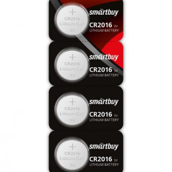 Батарейка литиевая CR 2016 SmartBuy 5xBL 3V (100)
