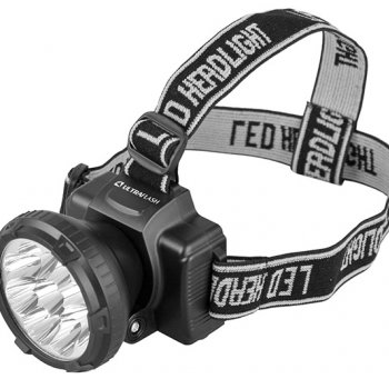 Фoнарь налобный аккумуляторный UltraFlash 5363 9LED 4В 0.5Ач (100)