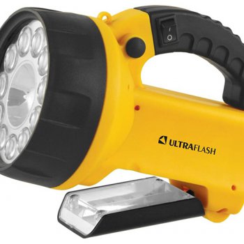 Фонарь ручной аккумуляторный Ultraflash UF 3753 11LED+8LED+галоген Зарядные устройства  12/220В (20)