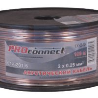 Кабель акустический 2х0.25 прозрачный Rexant (100/800)