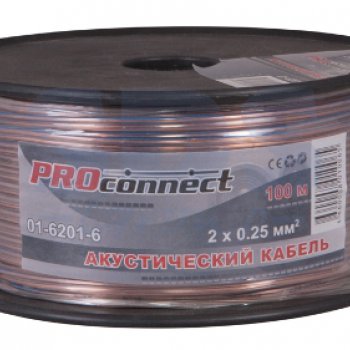 Кабель акустический 2х0.25 прозрачный Rexant (100/800)