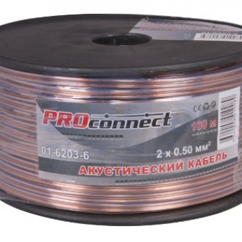 Кабель акустический 2х0.5 прозрачный Rexant (100/800)