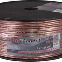 Кабель акустический 2х1.5 прозрачный Proconnect (100/400)