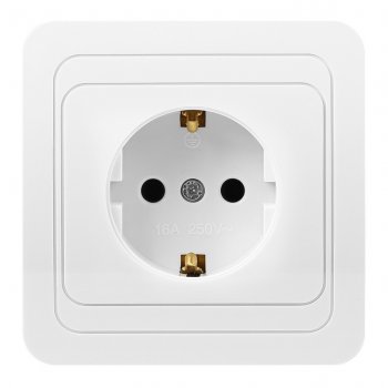 Розетка Smartbuy Марс белый 1-ая с заземлением керамика (10/200)