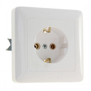 Розетка Хит 1-СП с заземлением белый (81)