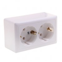 Розетка Хит 2-ОП с заземлением монтажная пластина белый (84)