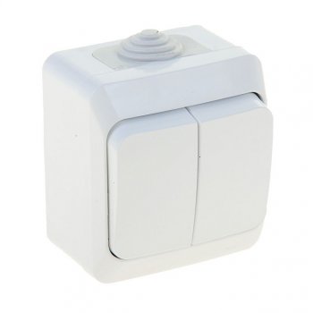 Выключатель Этюд 2-ОП IP44 белый (14)