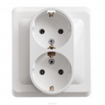 Розетка Этюд 2-СП с заземлением белый (15)