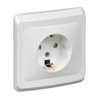 Розетка Этюд 1-СП с заземлением шторки белый (20)