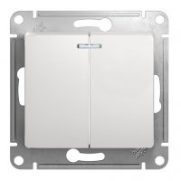 Механизм выключателя Glossa 2кл подсветка белый (20)