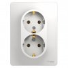 Розетка Glossa 2-ая с заземлением в сборе белый (10)