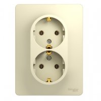 Розетка Glossa 2-ая с заземлением бежевый (10)