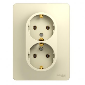 Розетка Glossa 2-ая с заземлением бежевый (10)