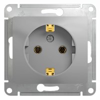 Механизм розетки Glossa 1-ая с заземлением алюминий (20)