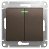 Механизм выключателя Glossa 2кл подсветка шоколад (20)