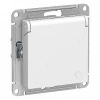 Механизм розетки Atlas 1-ая с заземлением шторки крышка белый (15)