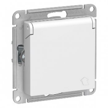 Механизм розетки Atlas 1-ая с заземлением шторки крышка белый (15)