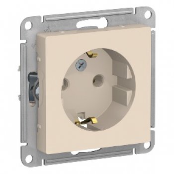 Механизм розетки Atlas 1-ая с заземлением бежевый (20/160)