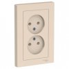 Розетка Atlas 2-ая без заземления в сборе бежевый (15)