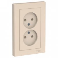 Розетка Atlas 2-ая без заземления в сборе бежевый (15)