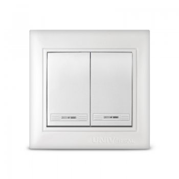 Выключатель Севиль 2кл. белый подсветка (10/100)