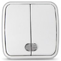 Выключатель Электра 2кл. белый подсветка (10/100)