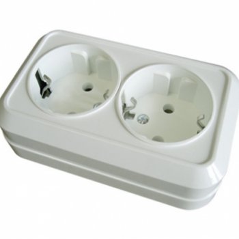 Розетка Олимп 2-ая белый с/з (10/200)