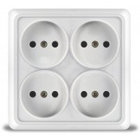 Розетка Олимп 4-ая белый б/з квадрат (10/120)