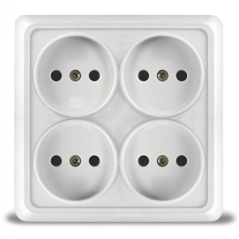 Розетка Олимп 4-ая белый б/з квадрат (10/120)
