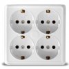 Розетка Олимп 4-ая белый с/з квадрат (10/100)