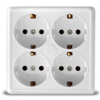 Розетка Олимп 4-ая белый с/з квадрат (10/100)