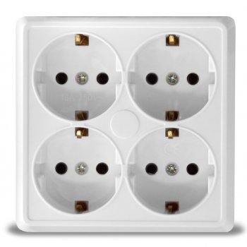Розетка Олимп 4-ая белый с/з квадрат (10/100)