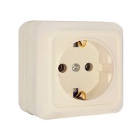 Розетка Олимп 1-ая с заземлением слоновая кость (10/100)