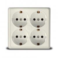 Розетка Олимп 4-ая слоновая кость с/з квадрат (10/100)