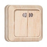 Выключатель Олимп 2кл. сосна подсветка (10/100)