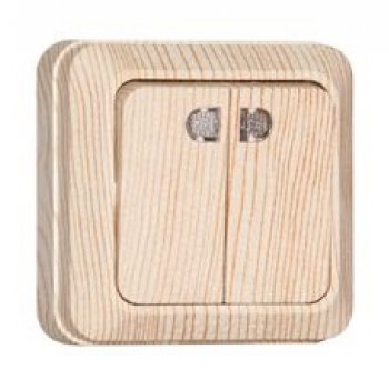 Выключатель Олимп 2кл. сосна подсветка (10/100)