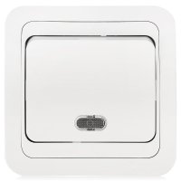 Выключатель Валери 1кл. белый подсветка (10/200)