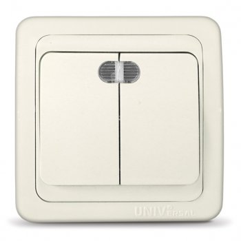 Выключатель Валери 2кл. слоновая кость подсветка (10/100)