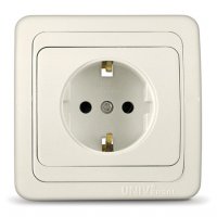 Розетка Валери 1-ая слоновая кость с/з (10/100)