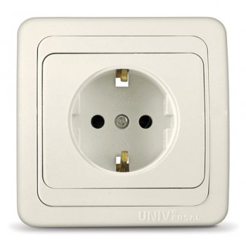 Розетка Валери 1-ая слоновая кость с/з (10/100)