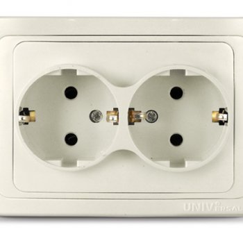 Розетка Валери 2-ая слоновая кость с/з (10/100)