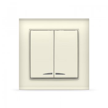 Выключатель Бриллиант 2кл. слоновая кость подсв. (10)