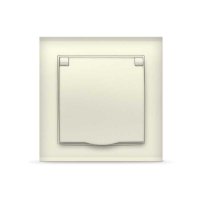 Розетка Бриллиант 1-ая слоновая кость с/з крышка (10)