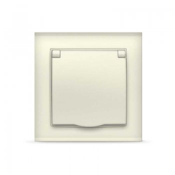 Розетка Бриллиант 1-ая слоновая кость с/з крышка (10)