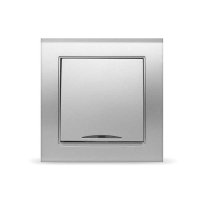 Выключатель Бриллиант 1кл. серебро подсветка (10)