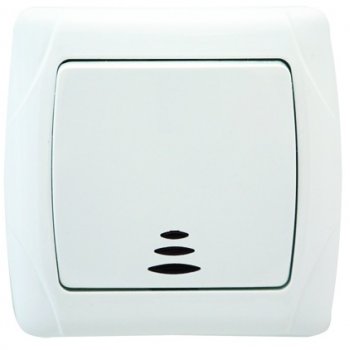 Выключатель Маргарита 1кл. белый подсветка (10/200)