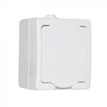 Pозетка Аллегро 1-ая белый с/з крышка IP54 (10)